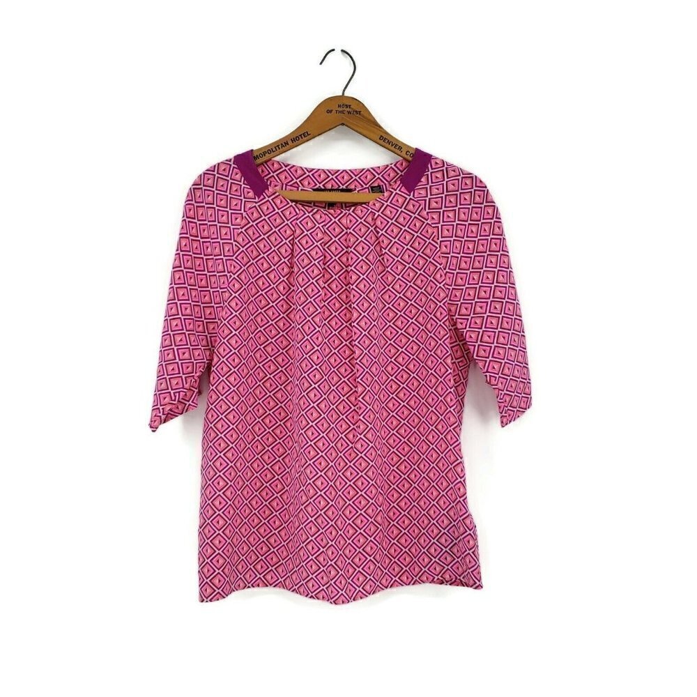 Ted Baker London Beaulah Silk Blouse Pink Geo